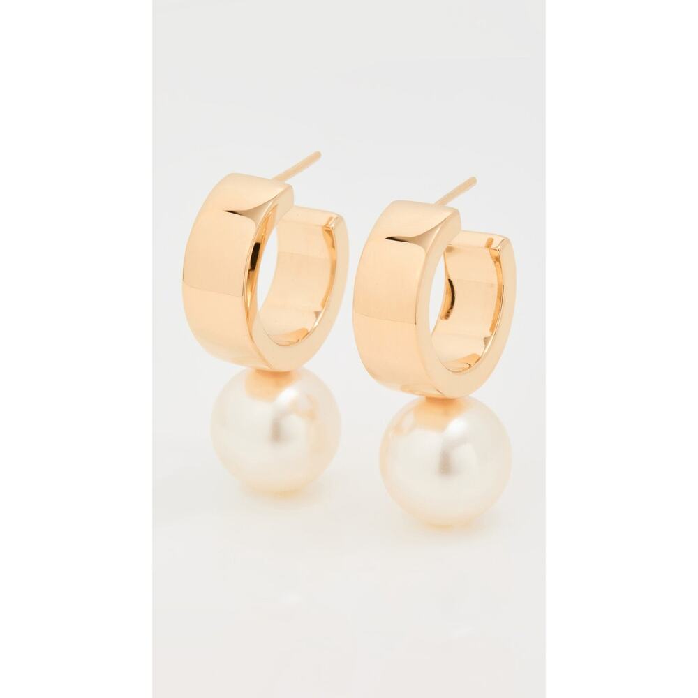 Simone Rocha Pearl Hoop Earrings - One Size - Gold/Pearl